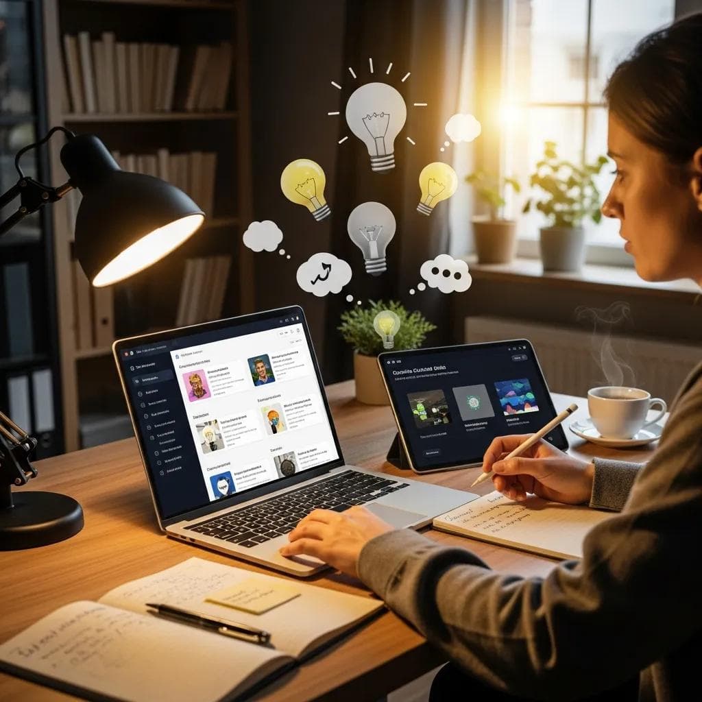 Person using an AI brainstorming tool at a desk