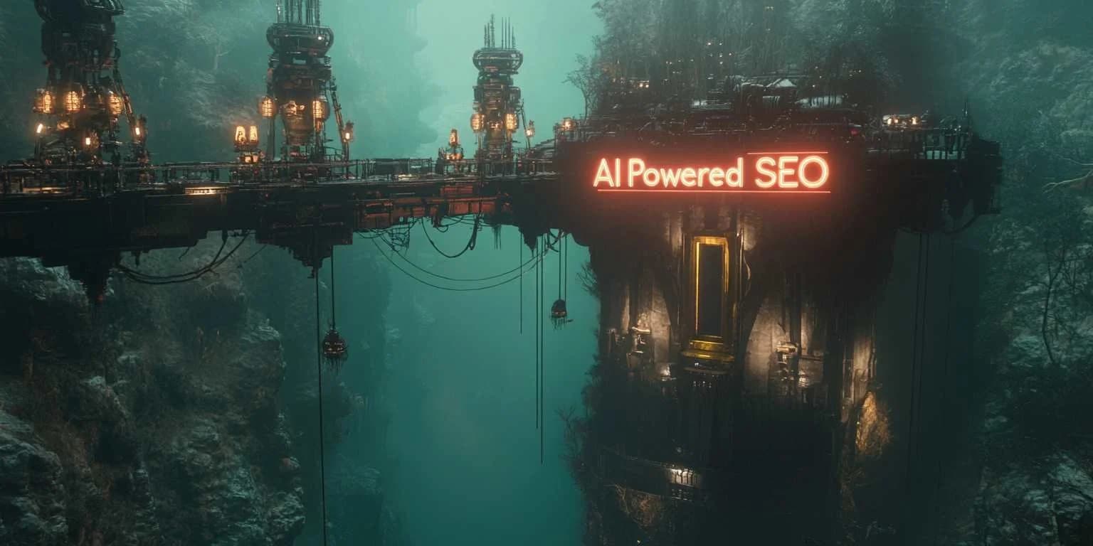 AI Powered SEO futuristic cityscape